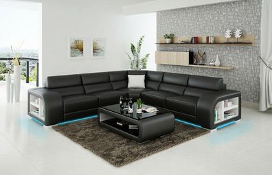 Ledersofa Couch Wohnlandschaft Ecksofa Eck Garnitur Design Modern Sofa G8029B