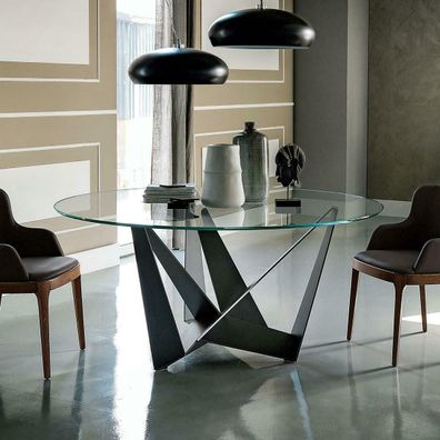 Runder Designer Ess Tisch Glas Wohn Zimmer Tische Konferenz Luxus Design Office