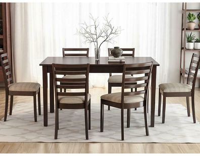 Italienische Möbel Designer Holz Tisch Sitz Polster Ess Zimmer 6x Stuhl 7tlg Neu