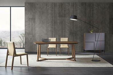 Ess Tisch + 3 Stühle Konferenz Tische Büro Holz Zimmer Design Stuhl Set 150x85cm