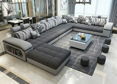 Wohnlandschaft Textil Sofa Couch Polster Couchen Sofas U Form designer Garnitur
