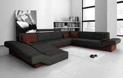 Sofa Wohnlandschaft U Form Couch Ledersofa Polster Big XXL Design Garnitur Neu