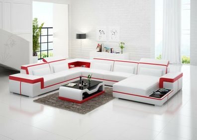 Ledersofa Couch Wohnlandschaft Ecksofa Eck Garnitur Design Modern Sofa G8020 Neu