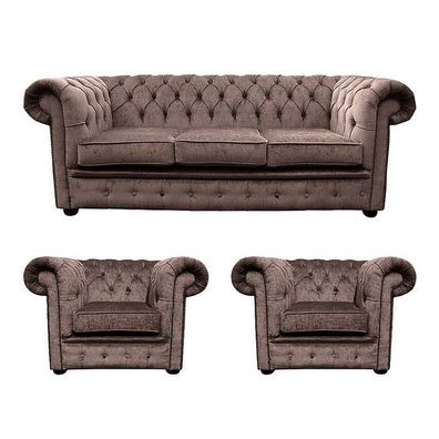 Sofagarnitur Chesterfield Leder Sitz 3 + 1 + 1 Polster Couch Set Garnitur Neu 201870
