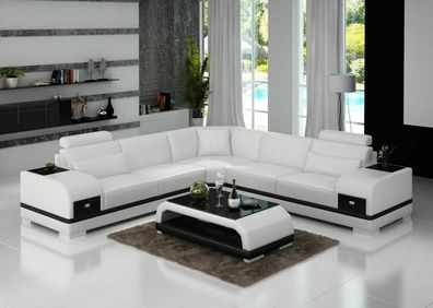 Ledersofa Couch Wohnlandschaft Ecksofa Eck Garnitur Design Modern Sofa G8013B