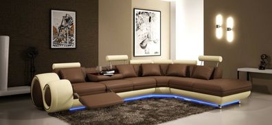 Ecksofa Leder Sofa Couch Polster Eck Sitz Wohnlandschaft Garnitur L Form A1163C