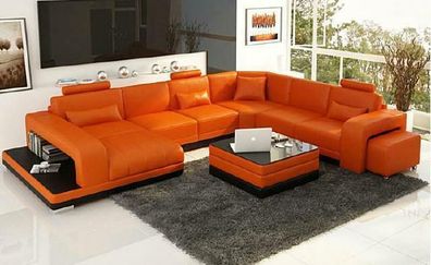 Wohnlandschaft Couch Polster Eck Garnitur Designer Ledersofa Big Sofa Cornol