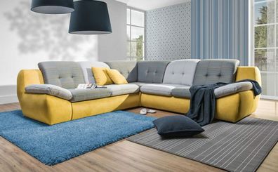 Stoff Ecksofa Sofa Couch Polster Eck Sitz Garnitur Wohnlandschaft Textil Design