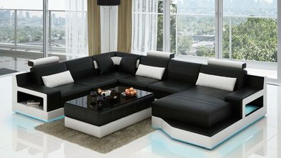 Ledersofa Couch Wohnlandschaft Ecksofa Eck Garnitur Design Modern Sofa L6005