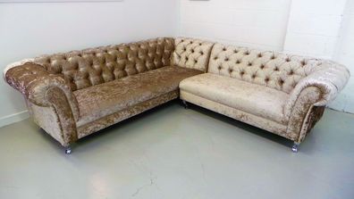 Chesterfield Ecksofa Couch Polster Garnitur Sofa Ecke Ledersofa Textil 161013-02