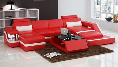 Ledersofa Couch Wohnlandschaft Ecksofa Eck Garnitur Design Modern Sofa L6002C