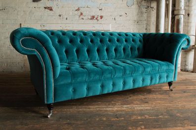 Chesterfield Design Luxus Polster Sofa Couch Sitz Garnitur Leder Textil Neu #114