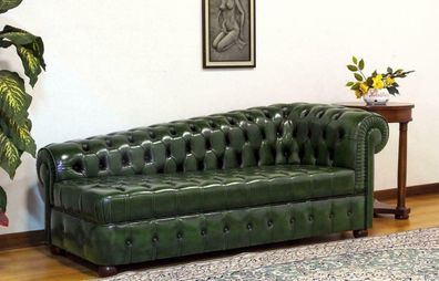 Chaiselongues Chesterfield Sofa Grün Couch Liege Ottomane Recamiere Leder Chiase