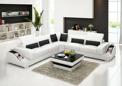 Ledersofa Couch Wohnlandschaft Ecksofa Eck Garnitur Design Modern Sofa G8008B