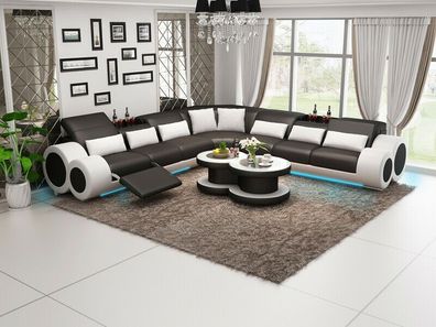 Ledersofa Couch Wohnlandschaft Ecksofa Eck Garnitur Design Modern Sofa G8035C