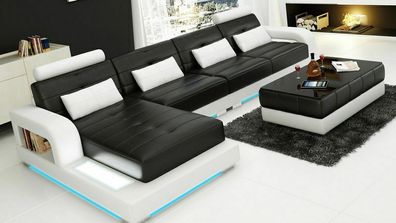 Ledersofa Couch Wohnlandschaft Ecksofa Eck Garnitur Design Modern Sofa L6008C