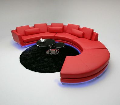 Rund Sofa Couch Polster Garnitur Wohnlandschaft Design Ecksofa Leder Neu A1102