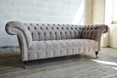Chesterfield Big Textil Design Wohnzimmer Couch Sofa Polster 3 Sitz Leder #121