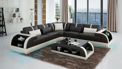 Ledersofa Couch Wohnlandschaft Ecksofa Eck Garnitur Design Modern Sofa G8031B