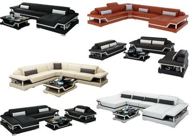 Leder Wohnlandschaft Eckcouch Designer G8004 Luxus Sofa Garnitur Ledersofa Couch