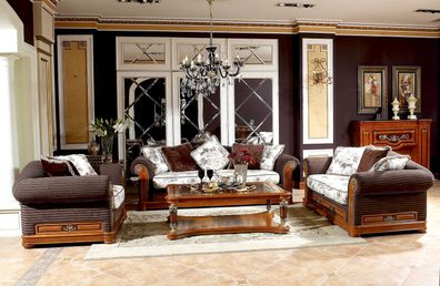Design 3Sitzer Textil Couch Polster Sofas Sofa Couchen Barock Rokoko Antik Stil