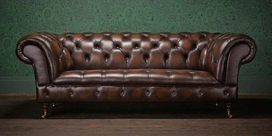 Chesterfield Design Luxus Polster Sofa Couch Sitz Garnitur Leder Textil Neu #128