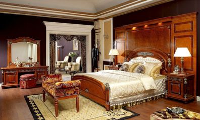 Schlafzimmer Wandverkleidung Holz Barock Rokoko Antik Stil Rückwand für Betten