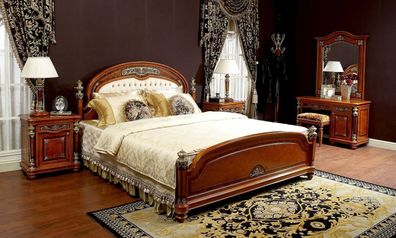 Komplettes Schlafzimmer Luxus Designer Antik Stil Bett Schminktisch Nachttische