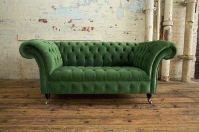 Chesterfield Couch 2 Sitzer Polster Sitz Textil Stoff Leder Couchen Sofas Sofa