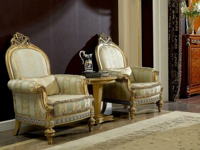 Königlicher Sessel Schnitzereien Barock Rokoko Antik Stil Sofa Couch Thron Möbel