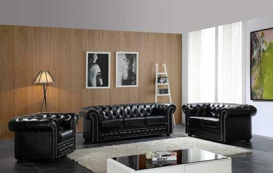 Chesterfield Sofa Couch Polster Sitz Komplett Set Garnitur Leder Sofas Neu 3 + 2 + 1