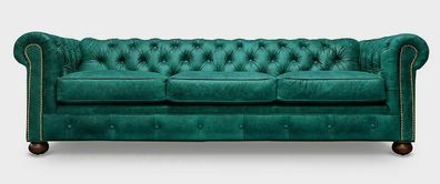 Sofa 3 Sitzer Grün Ledersofa Couchen Couch Chesterfield Garnitur Leder Textil