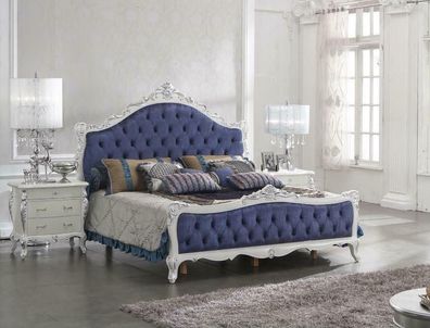 Luxus Klasse Schlafzimmer Set Barock Rokoko Bett Doppelbett Betten 2x Nachttisch