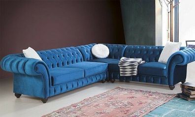 Chesterfield Ecksofa Sofa Couch Ledersofa Polster Eck Couch Garnitur Design #329
