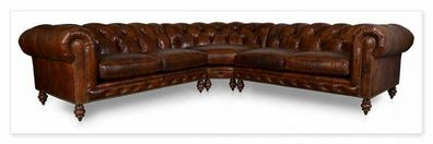 Chesterfield Ecksofa Sofa Couch Ledersofa Polster Eck Couch Garnitur Design #338