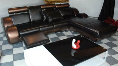 Ecksofa Leder Textil Polster Sofas Sofa Couch Garnitur Wohnlandschaft BERII Neu