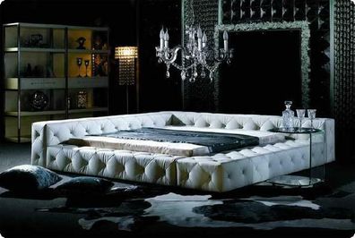 Designer Luxus Wasserbett Bett Betten Komplett System Doppelbett Leder Hotel Neu