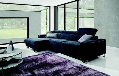 Stoff Sofa Couch Polster Eck Design Garnitur Blaue Wohnlandschaft Textil Sofas