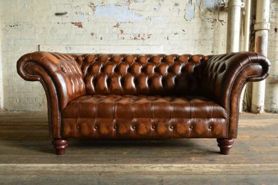Chesterfield Sofa Couch Polster Sofas Klassischer 2 Sitzer Leder Winchester U1
