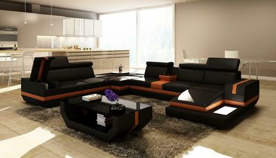 Ledersofa Couch Wohnlandschaft U-Form Design Modern Sofa Eck Sofas Design 5099