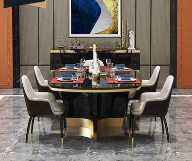 Edler Luxus Design Tisch Ess Zimmer Wohn Tische Holz Möbel Metall Modern Barock
