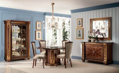 Klassischer Designer Stuhl Echtes Holz Stühle Barock Rokoko Antik Stil Italy