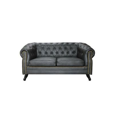 Chesterfield Sofa Couch Polster 2 Sitzer Couchen Schwarz Leder Textil Sofa Sitz