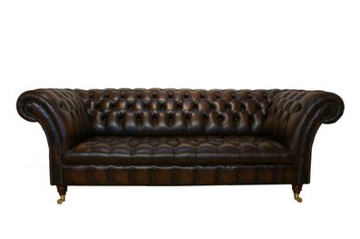Chestefield Sofa Couch Leder Designer Textil Sitz Polster Garnitur Design 201814