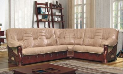Klassische Eck Sofa Leder Couch Polster Sitz Ecksofa Garnitur 100% Vollleder