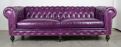 Chesterfield Design Luxus Polster Sofa Couch Sitz Garnitur Leder XXL Big #256