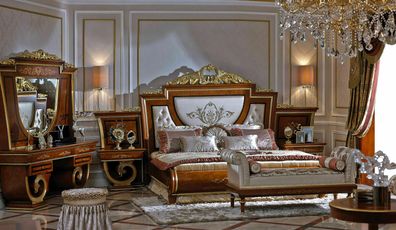 Schlafzimmer Bett Edle Luxus Klass Klassische Betten Barock Rokoko Antik E38 Neu