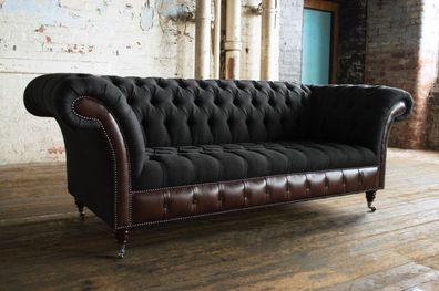 Chesterfield Design Luxus Polster Sofa Couch Sitz Garnitur Leder Textil Neu #194