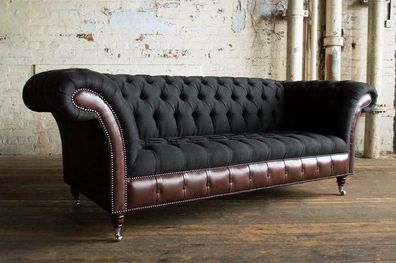 Klassische Luxus Barock Rokoko Sofa Couch Chesterfield Sofa Textil Leder Couch
