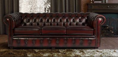 Chesterfield Design Luxus Polster Sofa Couch Sitz Garnitur Leder Textil Neu #112